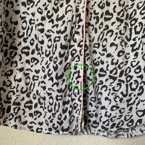 Victoria Secret Sleep Shirt Dress M White Animal Print Button Down Long Sleeve - Picture 6 of 9